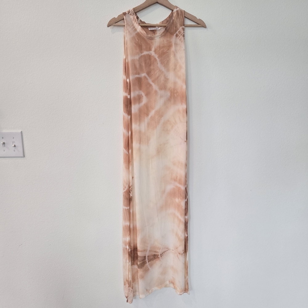 LACAUSA Tie-Dye Maxi Dress in Peach and Cream Slip Dress Size Small